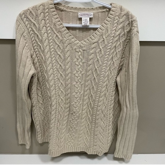 Northern Reflections Women’s Large Tan Chunky Knit Sweater Vintage 90s - Picture 1 of 4